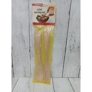 Vintage Fairview Wooden Salad Fork & Spoon Set Salad Serving Kitchen Utensils